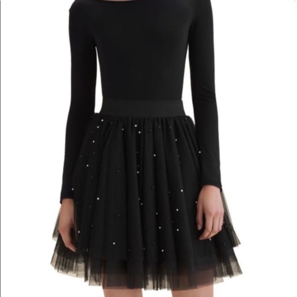 Maje Jodia Beaded Tulle Mini Party Skirt